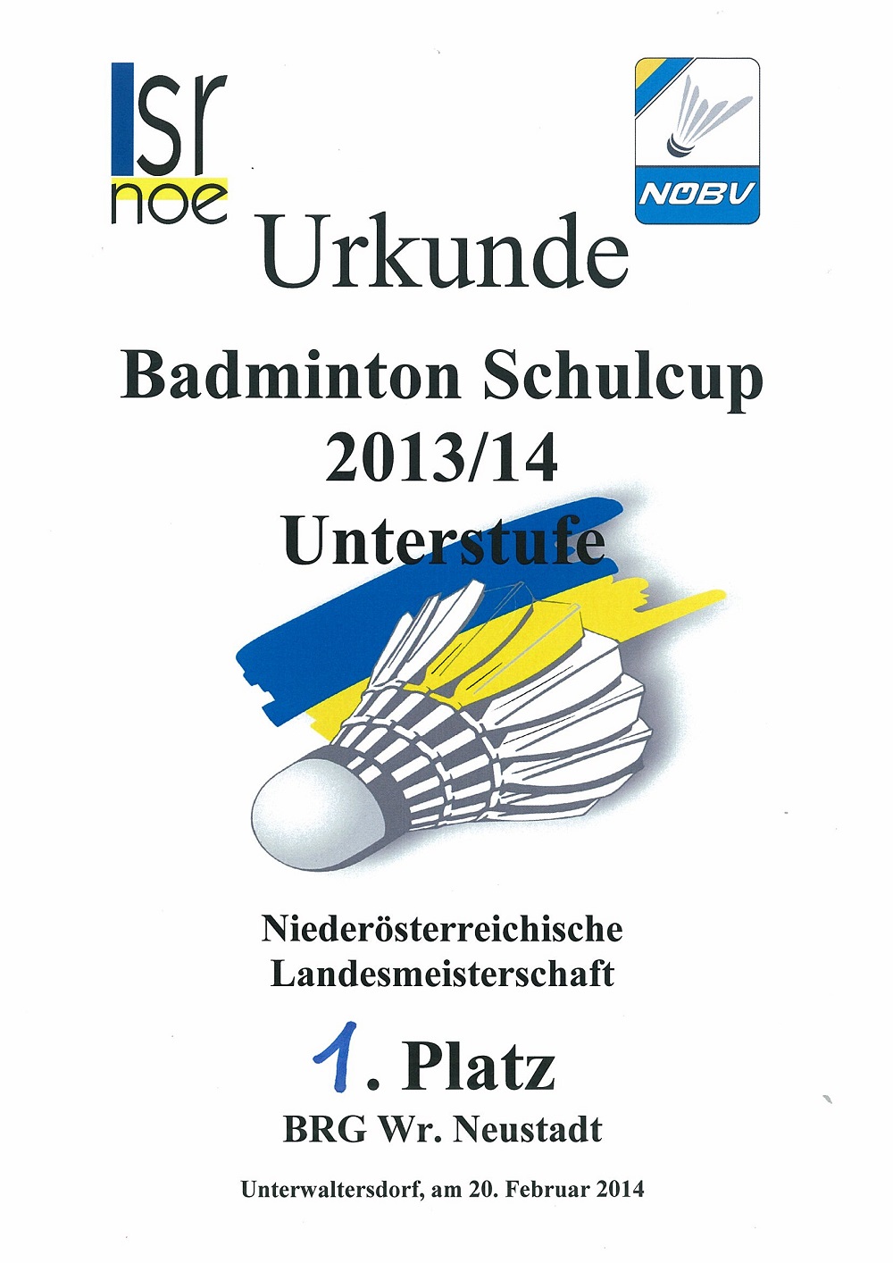 BRG ist Landesmeister beim NÖ Schulcup Badminton